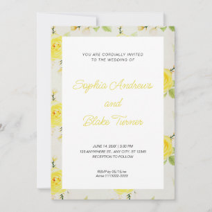 Vintage and Elegant Yellow Floral Wedding Invitation