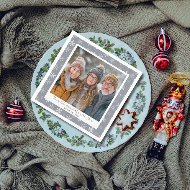 Vintage and Modern Grey and White Snowflakes Napkin (Creator Uploaded)