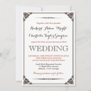 Vintage and Rustic Wedding Invitation