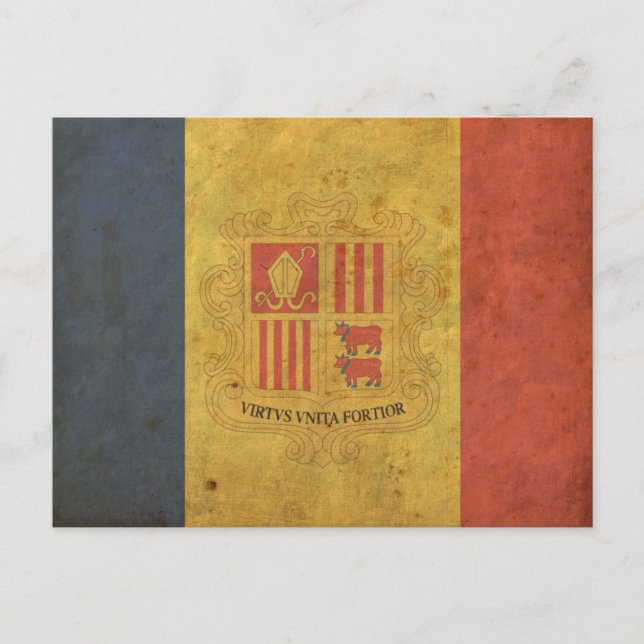 Vintage Andorra Flag Postcard (Front)