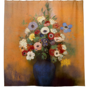 Vintage Anemones and lilac in a blue vase