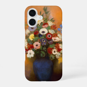 Vintage Anemones and lilac in a blue vase iPhone 16 Case