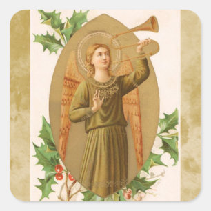 Vintage ange et corne autocollant de Noël