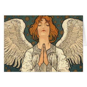 Vintage ange religieux priant avec des étoiles d'o