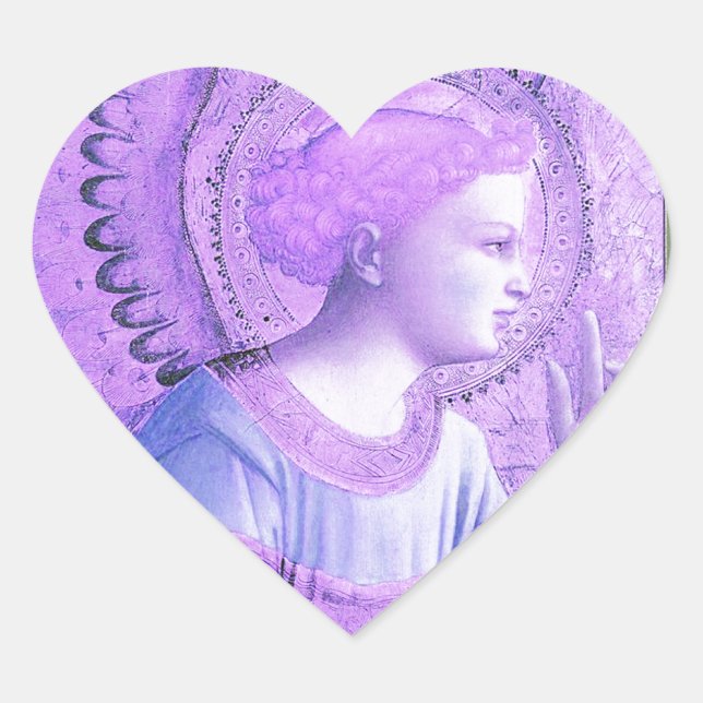 Vintage Angel Artwork Heart Sticker (Front)