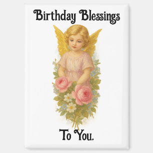 Vintage Angel Birthday Blessings Magnet