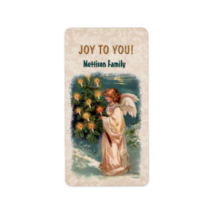 Vintage Angel Candles Christmas Tree Label