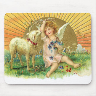 Vintage Angel Cherub with Lamb Mouse Pad