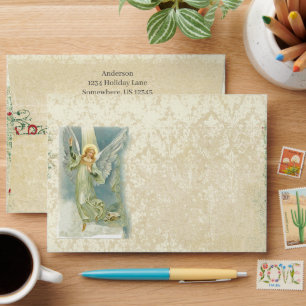 Vintage Angel Distressed Aged Damask Envelopes