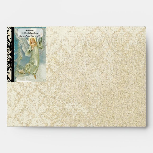 Vintage Angel Distressed Aged Damask Envelopes (Front)