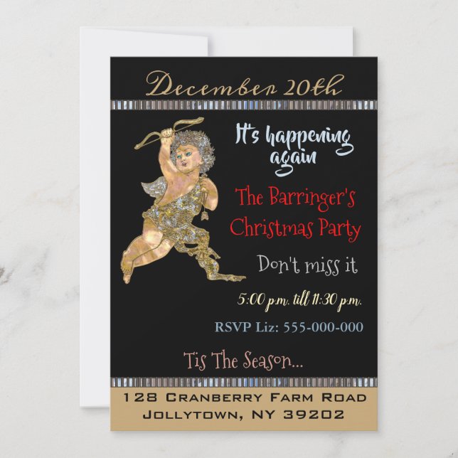 Vintage Angel Elegant Christmas Party Invitation (Front)