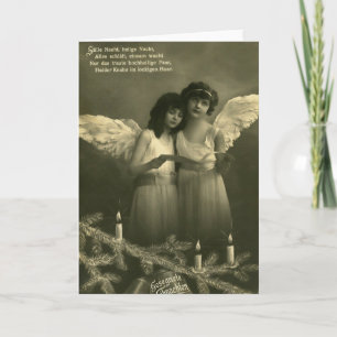 vintage angel girls at christmas holiday card