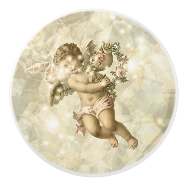 Vintage Angel Glittering Gold V3 ID136 Ceramic Knob (Front)