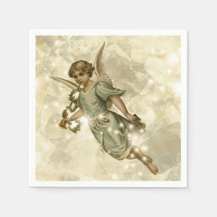 Vintage Angel Glittering Gold V4 ID136 Napkin
