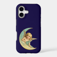 Vintage Angel in Crescent Moon