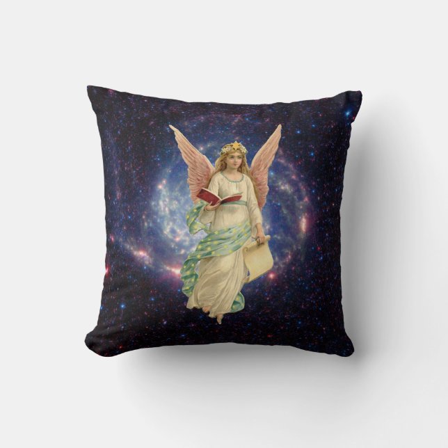 Vintage Angel in Heaven Throw Pillow (Front)