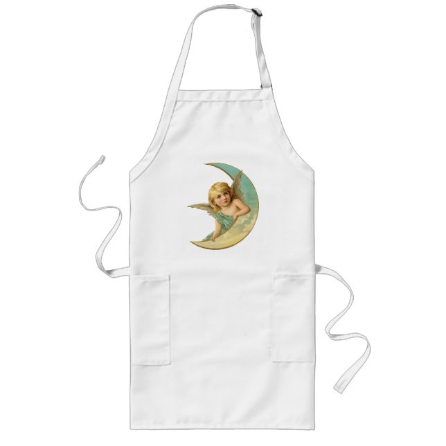 Vintage Angel in Moon Long Apron (Front)