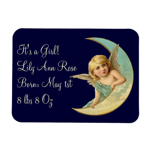 Vintage Angel in Moon Magnet (Horizontal)