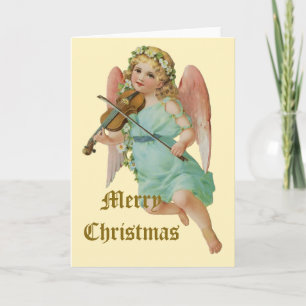 Vintage Angel Musician Christmas Holiday Card