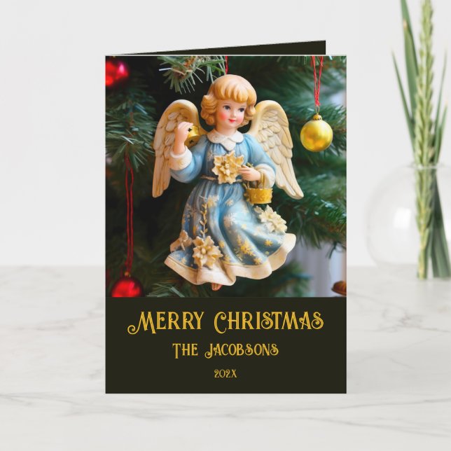 Vintage Angel Photo Christmas Card (Front)