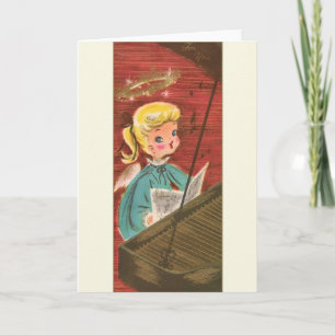 Vintage Angel Pianist Christmas Greeting Card
