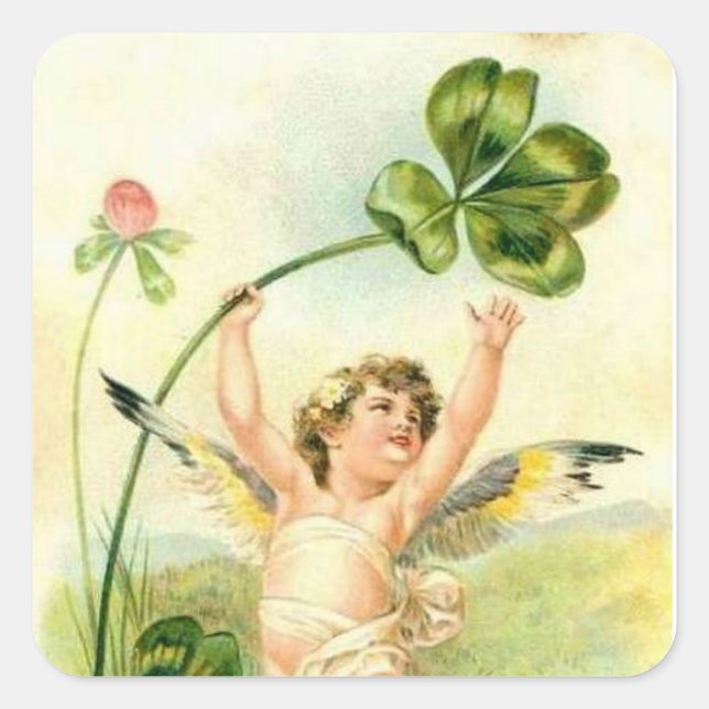 Vintage Angel & Shamrock - Sticker (Front)
