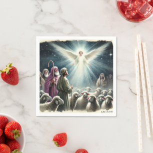 Vintage Angel & Shepherds Nativity Decoupage Napkin