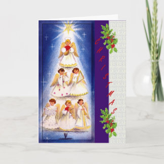 Vintage Angel Tree Choir Christmas Card