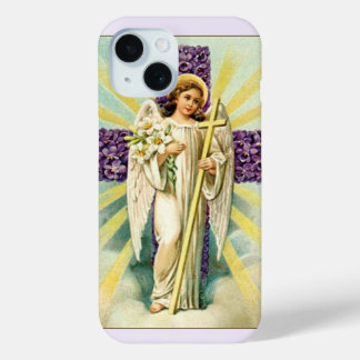 Vintage Angel With Purple Cross iPhone 15 Case