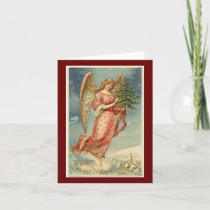 Vintage Angel With Tree  Christmas Card