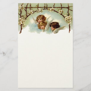 Vintage Angels and Flowers Felt Stationery
