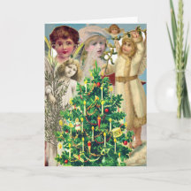 VINTAGE ANGELS CELEBRATING CHRISTMAS GREETING CARD