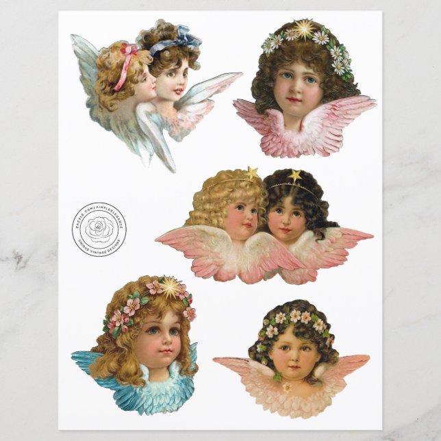 Vintage Angels Cutouts Fussy Cut Scrapbook Paper (Front)