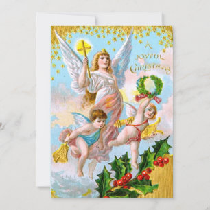 VINTAGE ANGELS DESIGN CHRISTMAS CARD