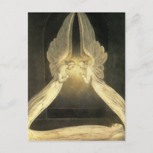 Vintage Angels Hovering Over Jesus Christ Postcard