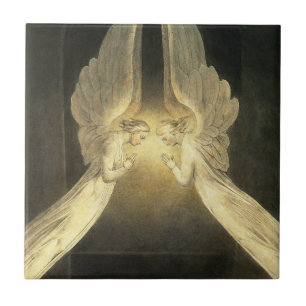 Vintage Angels Hovering Over Jesus Christ Tile