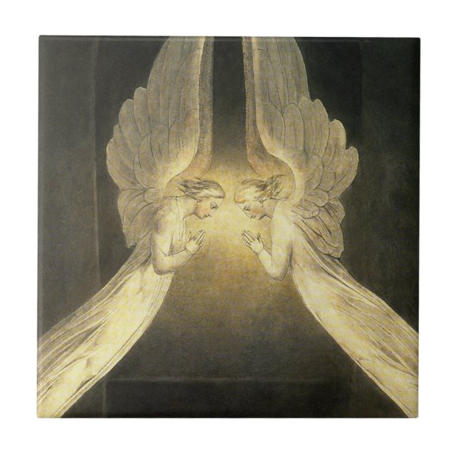 Vintage Angels Hovering Over Jesus Christ Tile (Front)