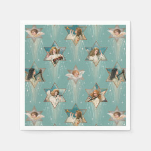 Vintage Angels in Stars with Musical Instruments Napkin