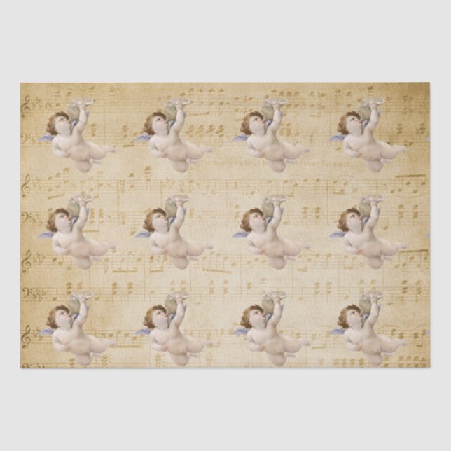 Vintage Angels Musical Notes Sheet Tissue Paper (Front)