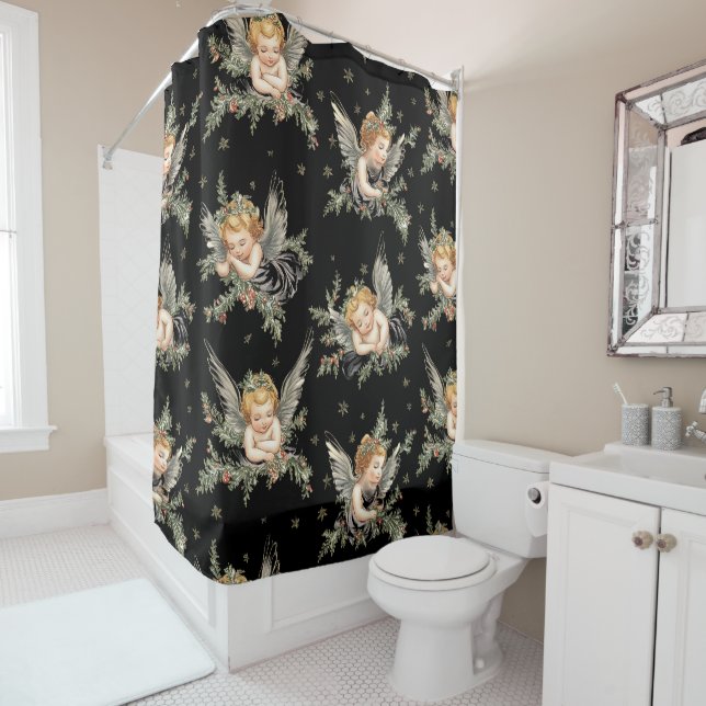 Vintage angels pattern black (In Situ)