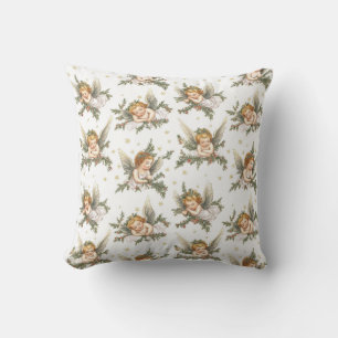 Vintage angels pattern throw pillow
