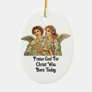 Vintage Angels Singing  Ceramic Ornament