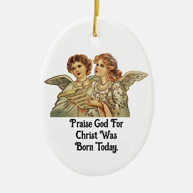 Vintage Angels Singing  Ceramic Ornament (Front)