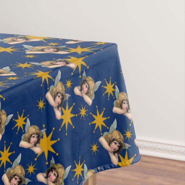 Vintage Angels & Stars Tablecloth (In Situ)