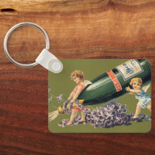 Vintage Angels with Champagne; A Happy New Year Keychain
