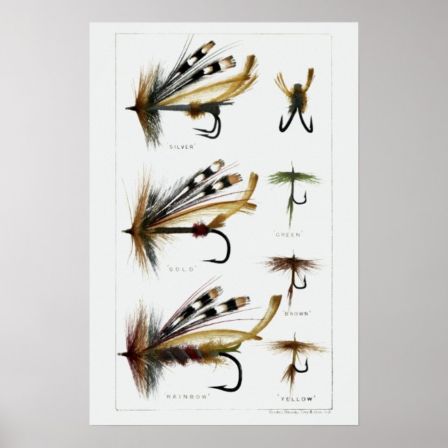 Vintage Angler Fly Fishing Lures Poster (Front)