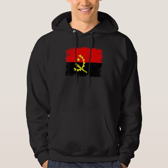 Vintage Angola Flag Angolan Independence Day Hoodie (Front)