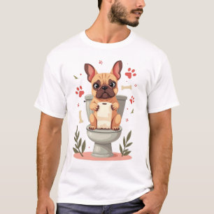 Vintage Angry French Bulldog Holding Toilet Paper  T-Shirt