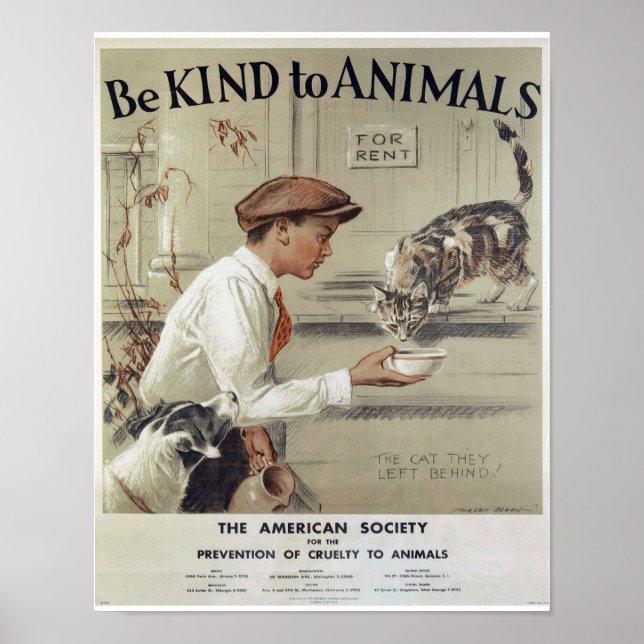 Vintage animal welfare print - Be Kind To Animals (Front)