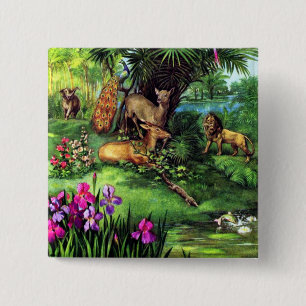 Vintage Animals 2 Inch Square Button